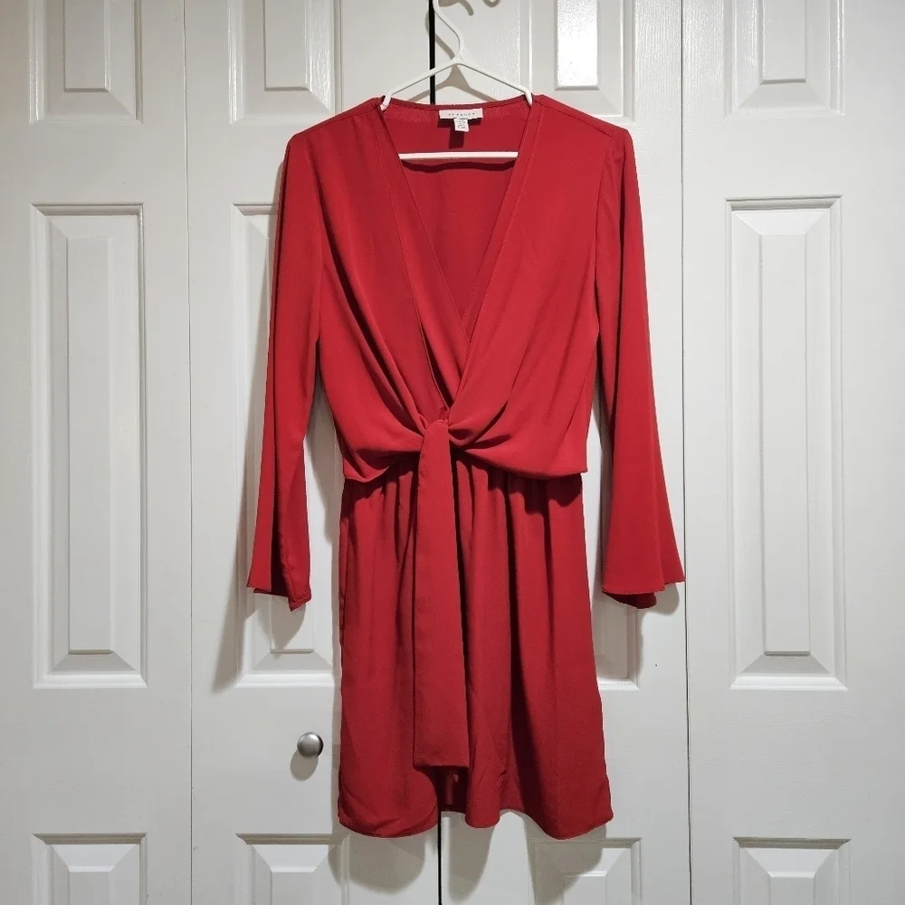 Topshop Tiffany Knot Minidress in Rust Size 4 - Picture 3 of 11